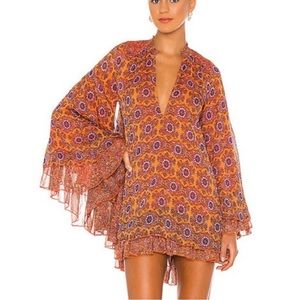 Free People Gabi Printed Backless Tunic Dress